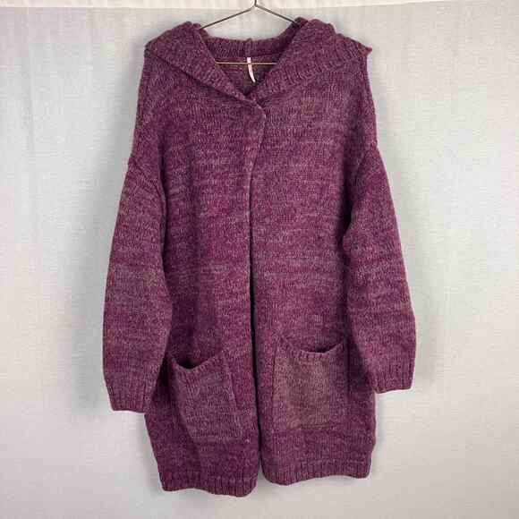 Free People Sweater Eyes on You Cardigan Hooded Boho Shabby Chic Hobo Artsy - Picture 1 of 7